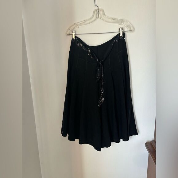 Sonia Rykiel black wide leg wool blend pants with sequin belt size T38 - Picture 7 of 9